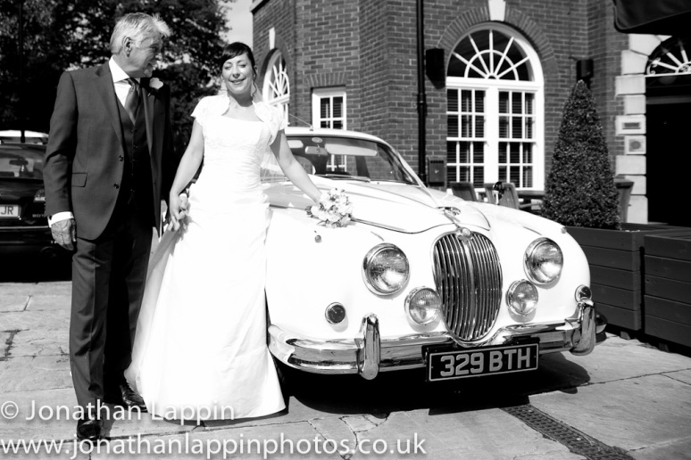 Bride and Father of the bride arrive at Charlotte House Lincoln